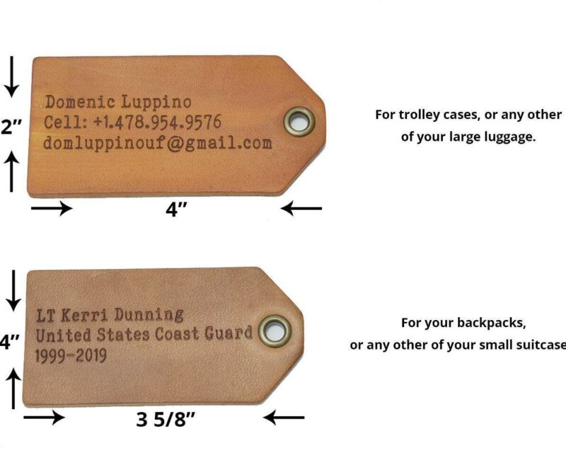 leather luggage tag description